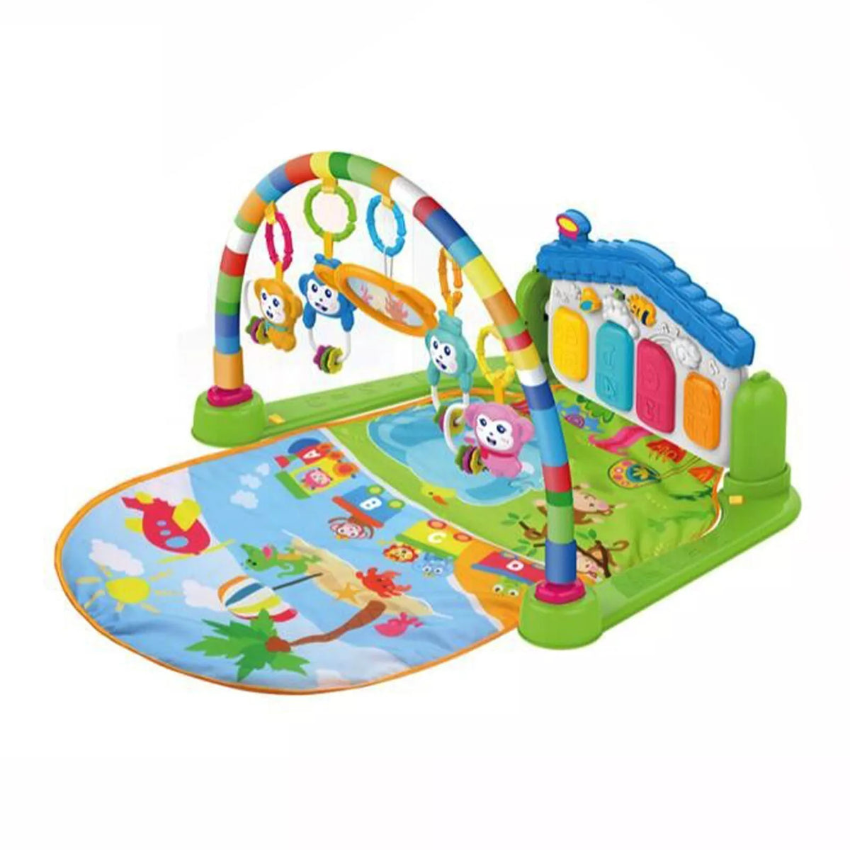 Infant Play Gym Mat Kick-Activated Piano Detachable Teethers