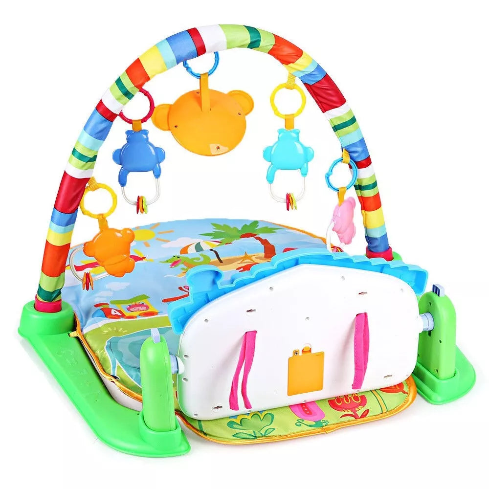 Infant Play Gym Mat Kick-Activated Piano Detachable Teethers