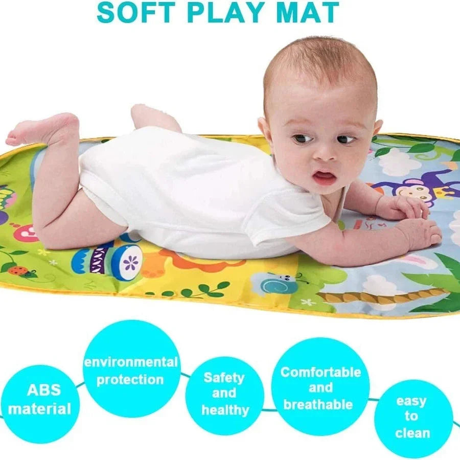 Infant Play Gym Mat Kick-Activated Piano Detachable Teethers