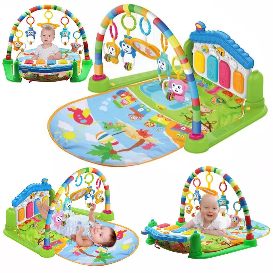 Infant Play Gym Mat Kick-Activated Piano Detachable Teethers
