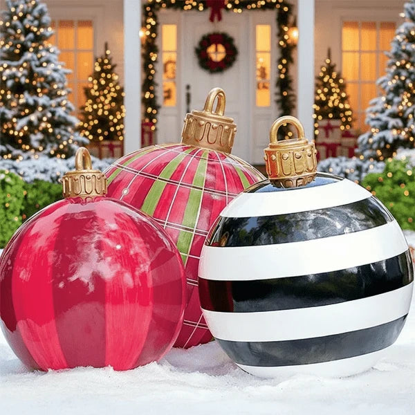 Inflatable Christmas Bauble Set Oversized 60cm Weather-Resistant