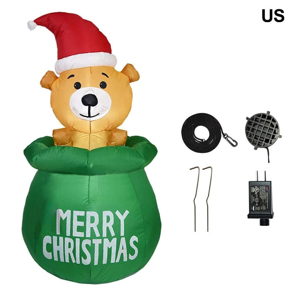 Inflatable Christmas Bear Decoration Quick-Inflate Weather-Resistant Foldable