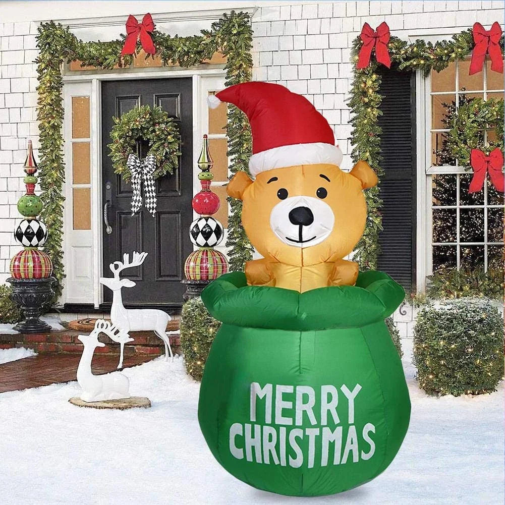 Inflatable Christmas Bear Quick-Inflate Weather-Resistant Indoor & Outdoor