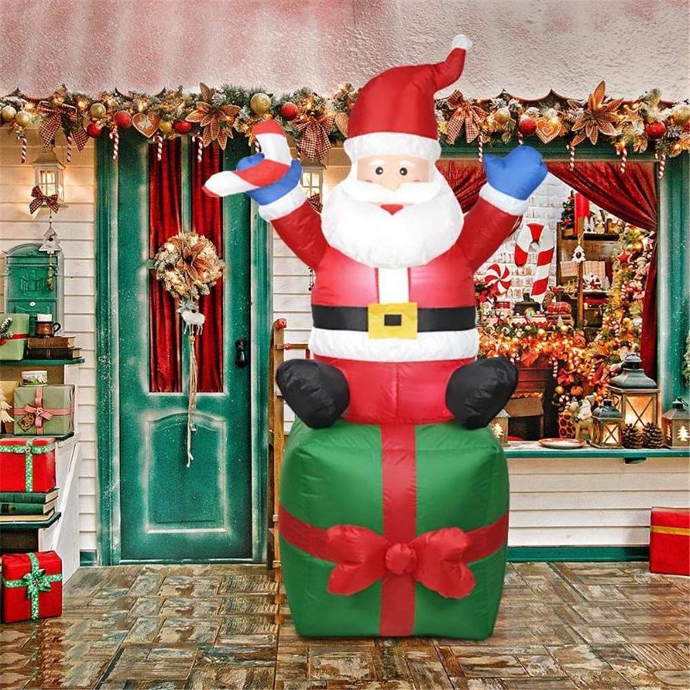 Inflatable Santa Built-In Blower LED Lights Weather-Resistant