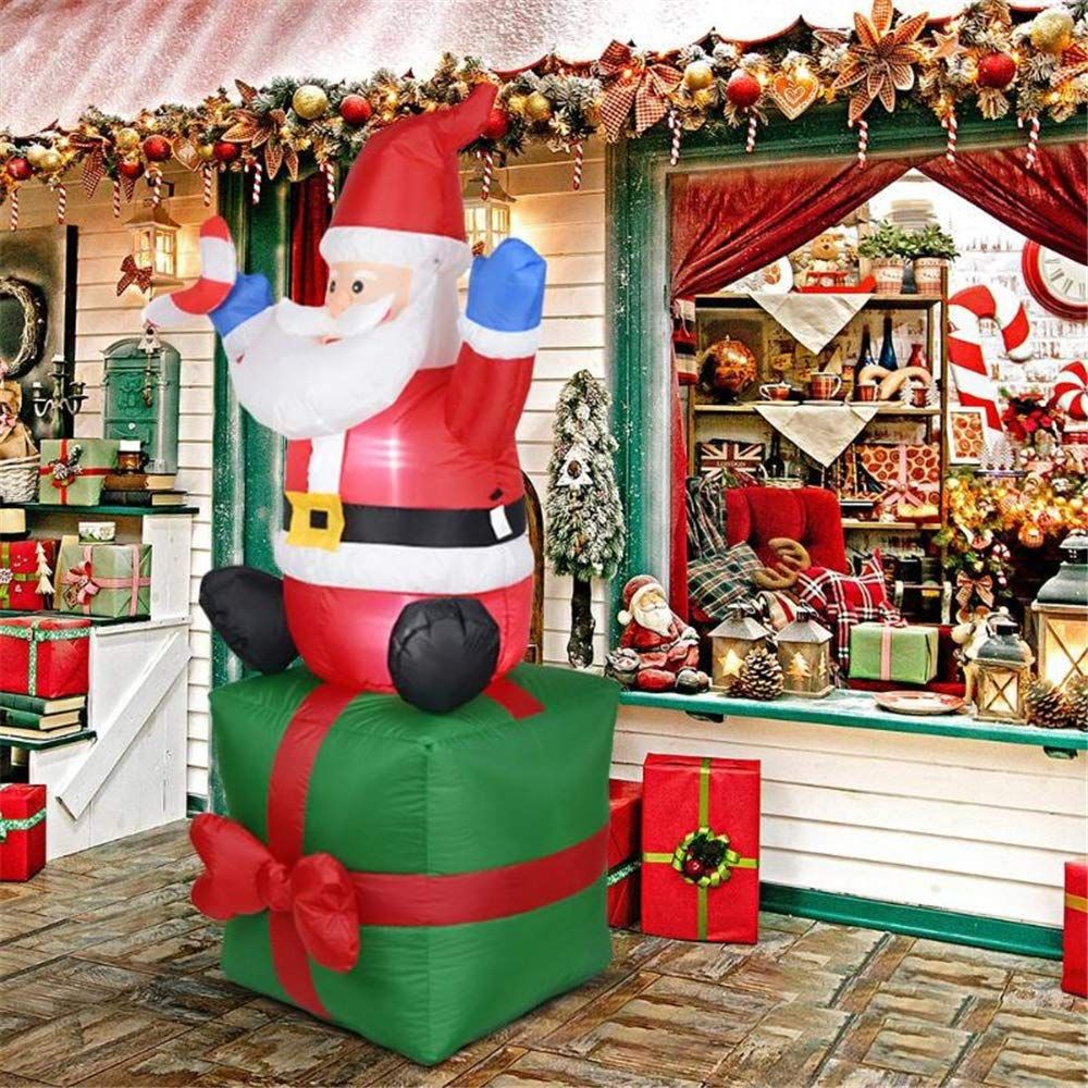 Inflatable Santa Built-In Blower LED Lights Weather-Resistant