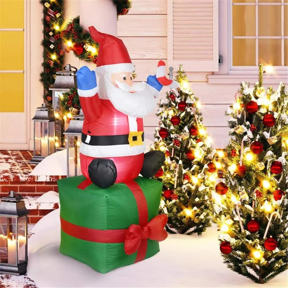Inflatable Santa Built-In Blower LED Lights Weather-Resistant Fabric