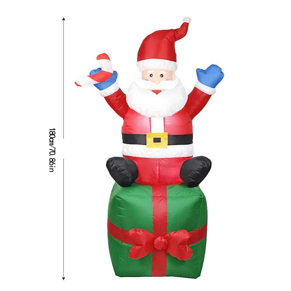 Inflatable Santa Built-In Blower LED Lights Weather-Resistant Fabric