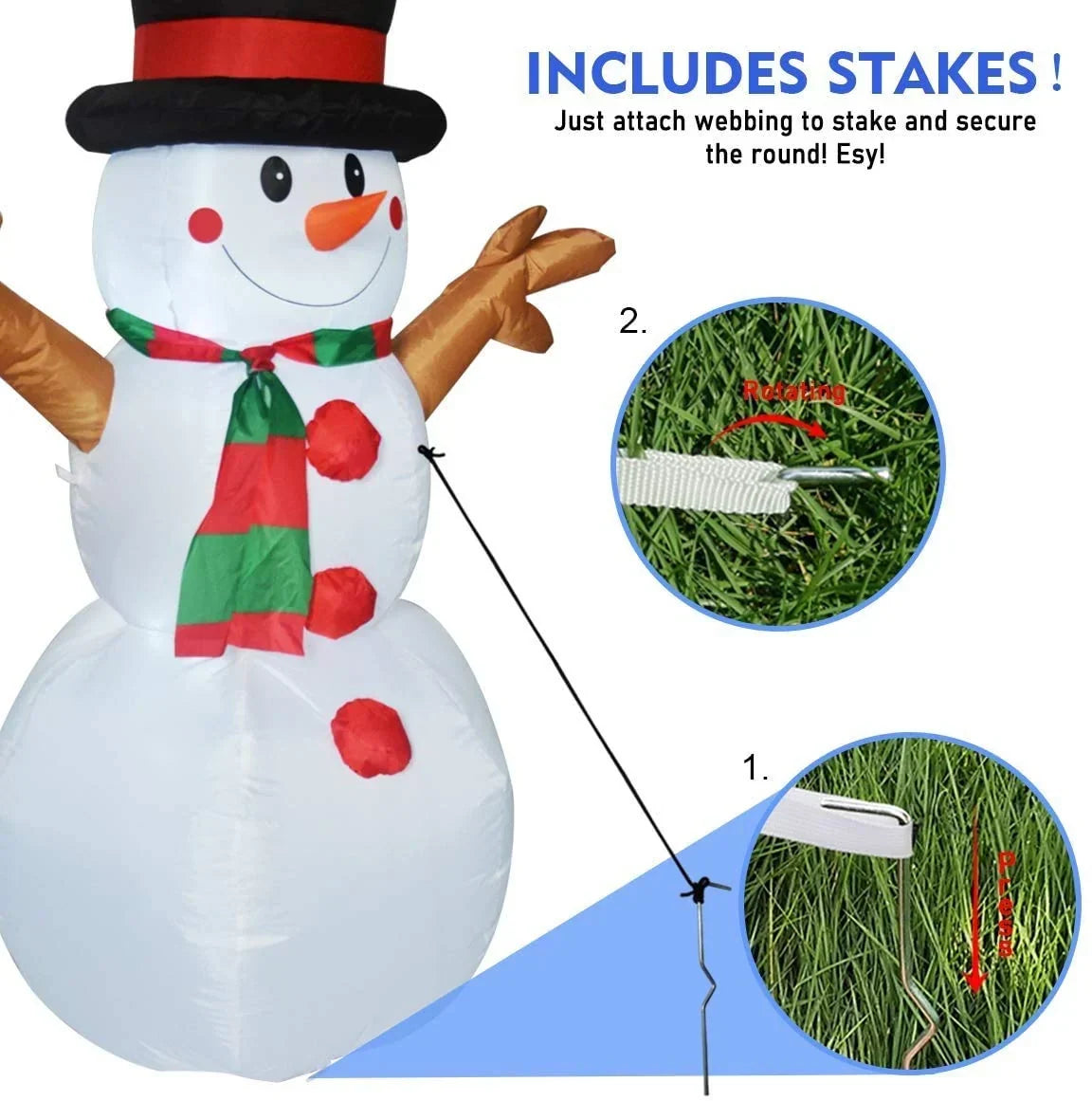 Inflatable Snowman Quick-Inflate Weatherproof Indoor & Outdoor
