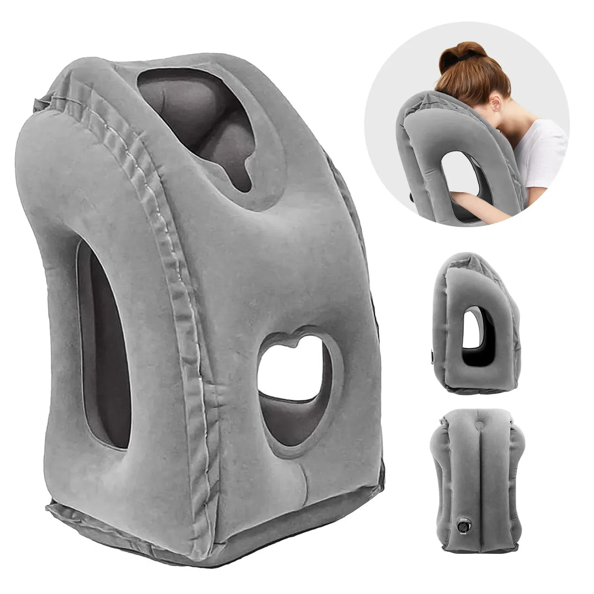 Inflatable Travel Pillow 360° Support & Patented Fast-Inflate Valve