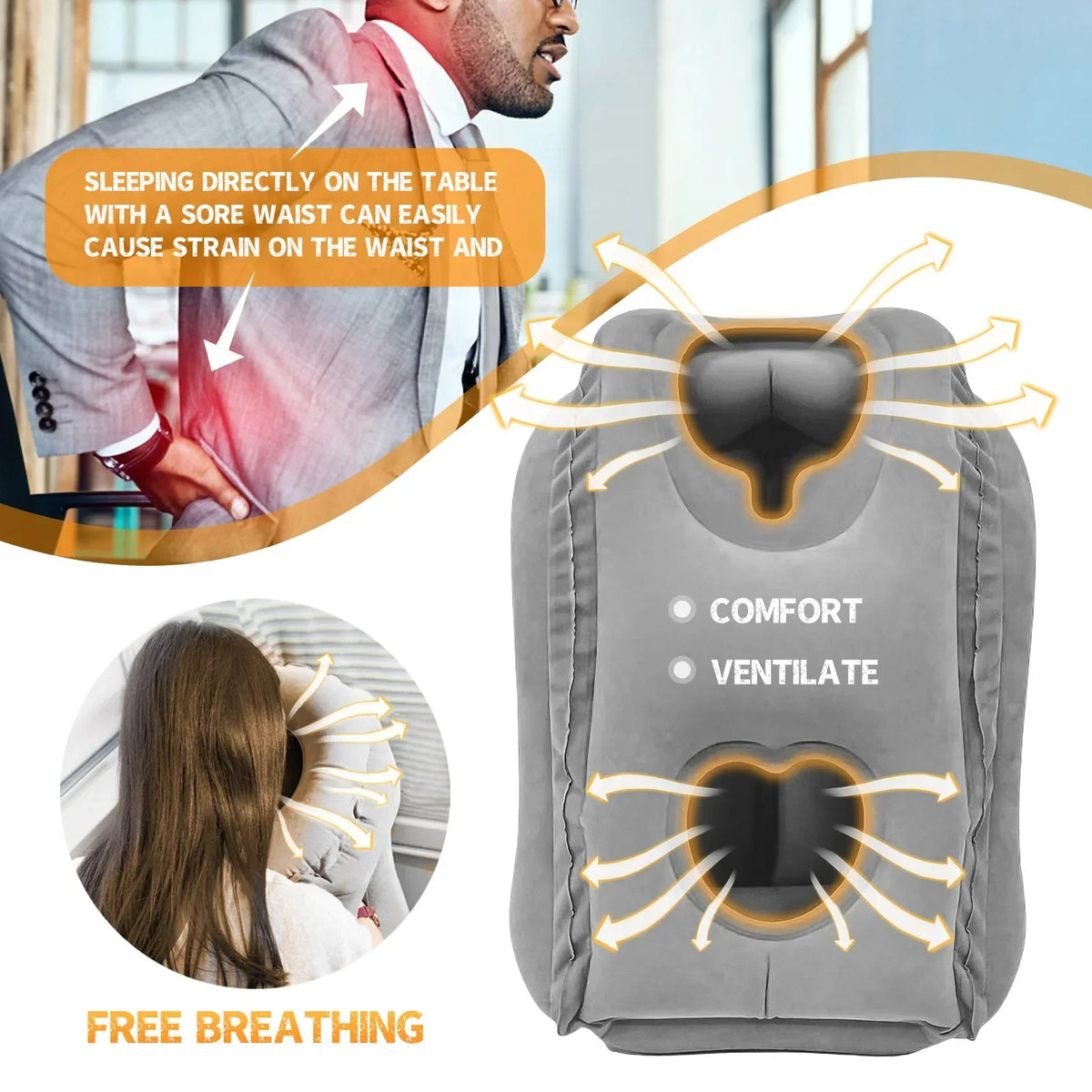 Inflatable Travel Pillow 360° Support & Patented Fast-Inflate Valve