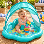 Inflatable Water Mat Built-In UPF 50 Sunshade for Babies