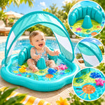 Inflatable Water Mat Built-In UPF 50 Sunshade for Babies