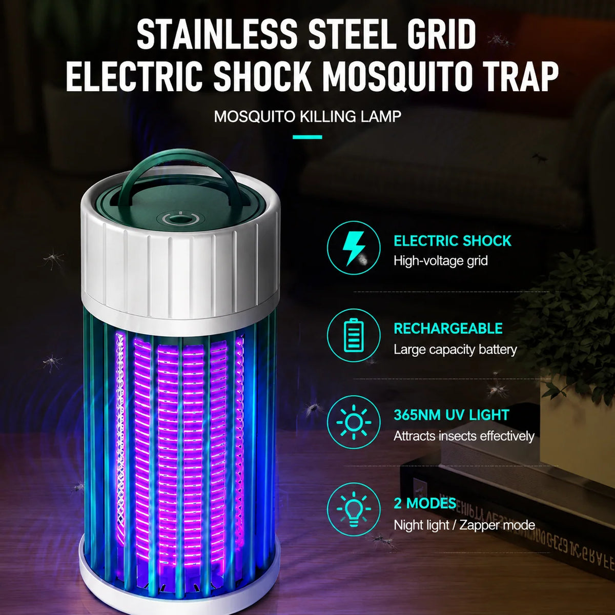 Insect Trap Lamp Compact USB Rechargeable UV