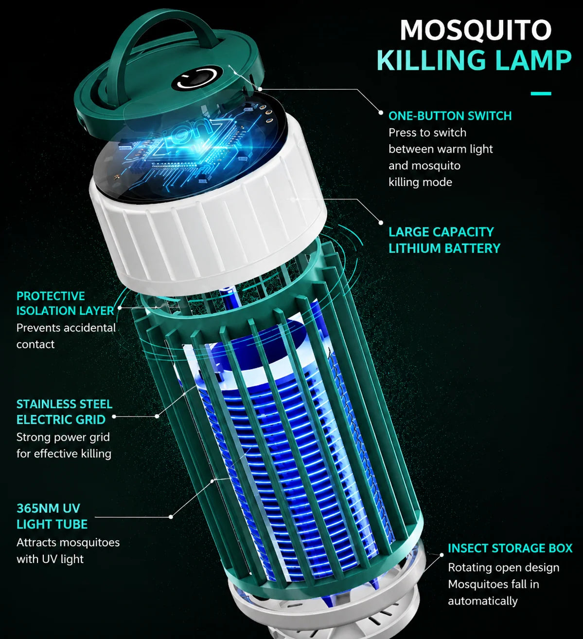 Insect Trap Lamp Compact USB Rechargeable UV