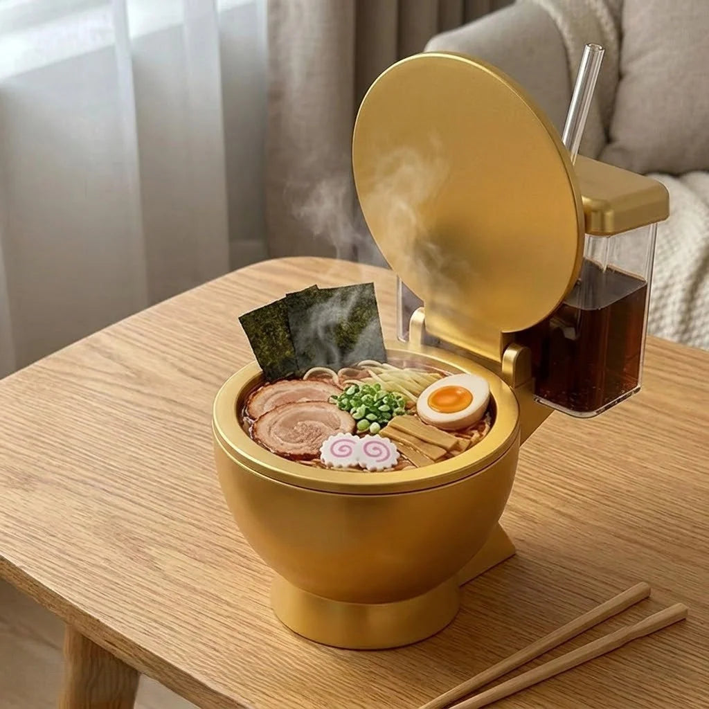 Instant Noodle Bowl Golden Throne Design Lift-Up Lid