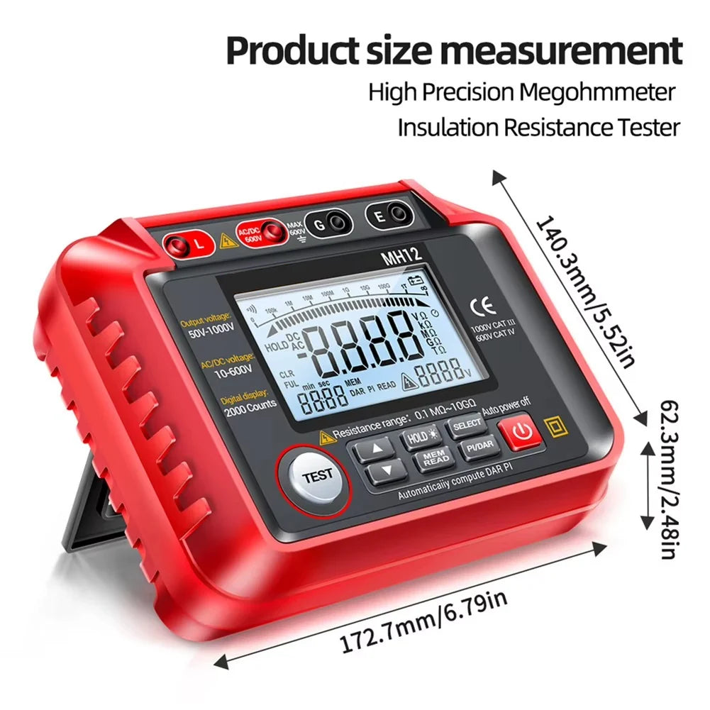 Insulation Tester HD Backlit Data Logging & PI/DAR Analysis