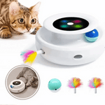 Interactive Cat Toy Automatic Rotating Feather Wand & LED Ball