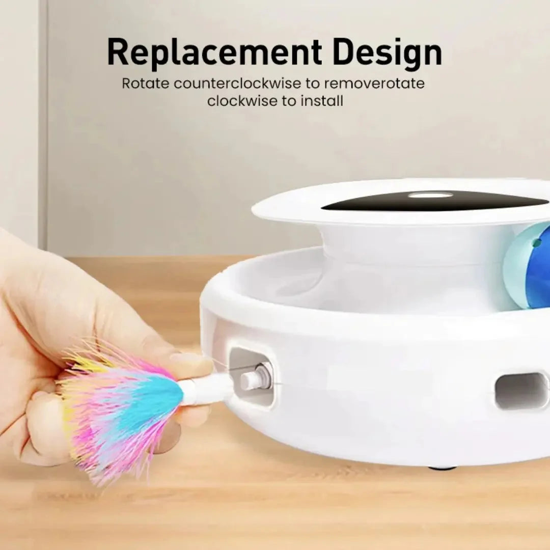 Interactive Cat Toy Automatic Rotating Feather Wand & LED Ball