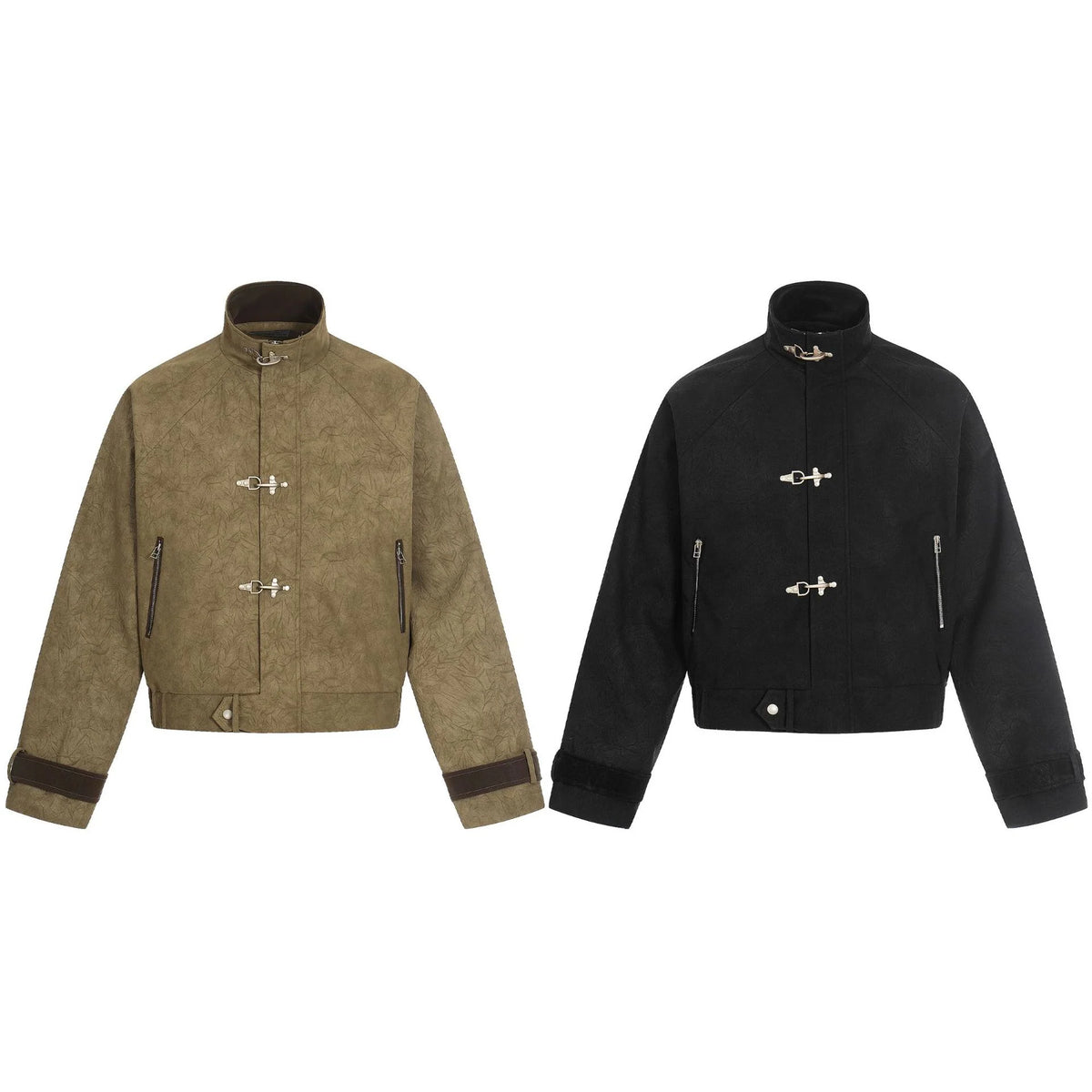 Jacket Cropped Boxy Fit Toggle Closures Zip Pockets