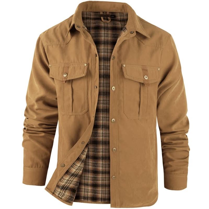 Jacket Lightweight Button-Up Plaid Lining