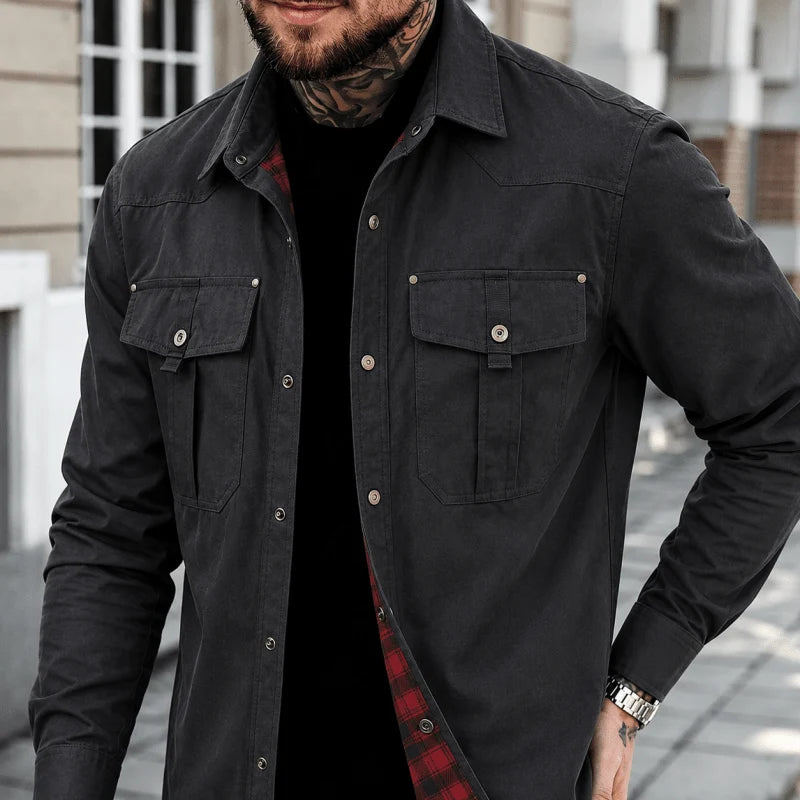 Jacket Lightweight Button-Up Plaid Lining