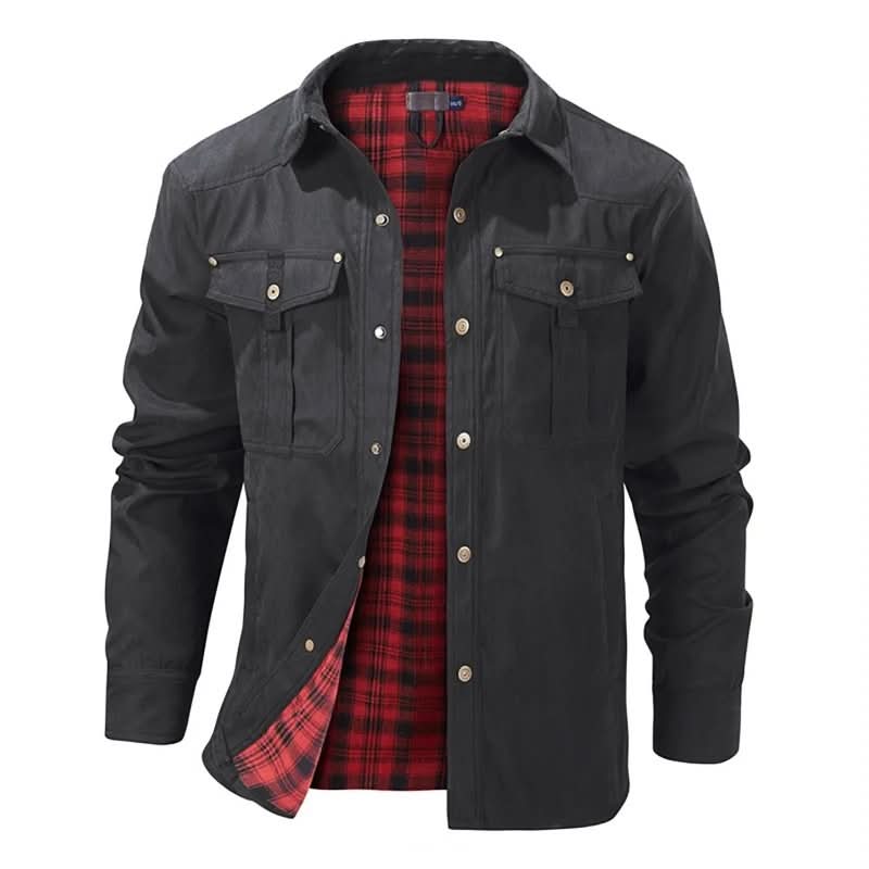 Jacket Lightweight Button-Up Plaid Lining