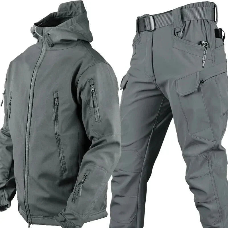 Jacket & Pants Set Waterproof Windproof Fleece-Lined