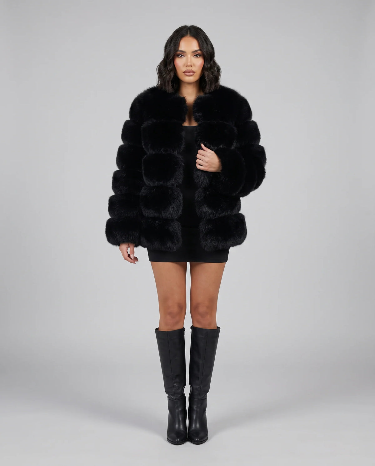 Jacket Plush Faux Fur Tailored Fit