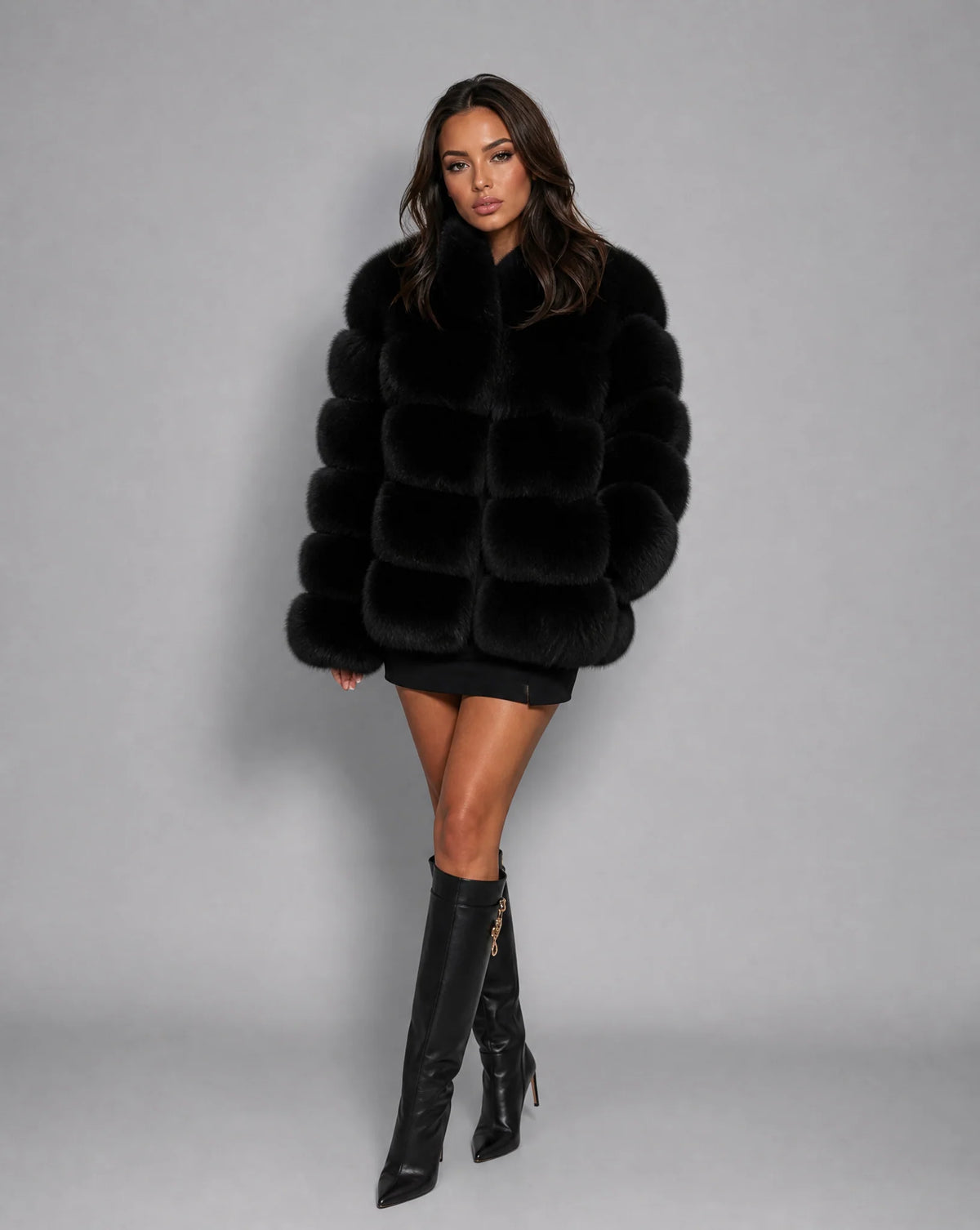 Jacket Plush Faux Fur Tailored Fit