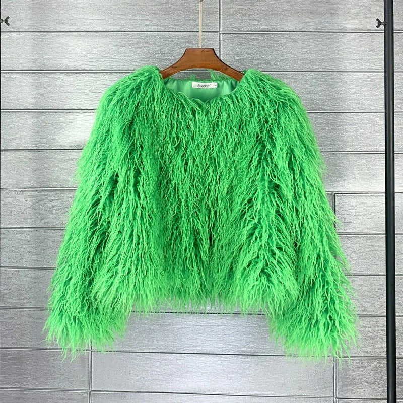 Jacket Shaggy Faux Fur Cropped Boxy Fit