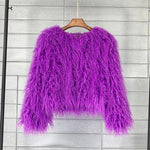 Jacket Shaggy Faux Fur Cropped Boxy Fit