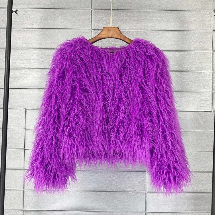 Jacket Shaggy Faux Fur Cropped Boxy Fit