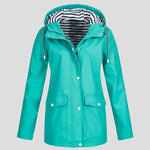 Jacket Waterproof Windproof Adjustable Hood Zippered Pockets
