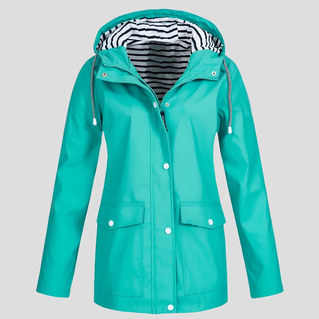 Jacket Waterproof Windproof Adjustable Hood Zippered Pockets