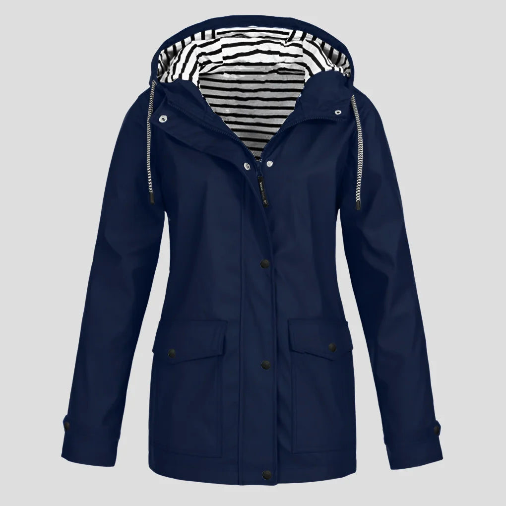 Jacket Waterproof Windproof Adjustable Hood Zippered Pockets