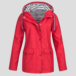 Jacket Waterproof Windproof Adjustable Hood Zippered Pockets