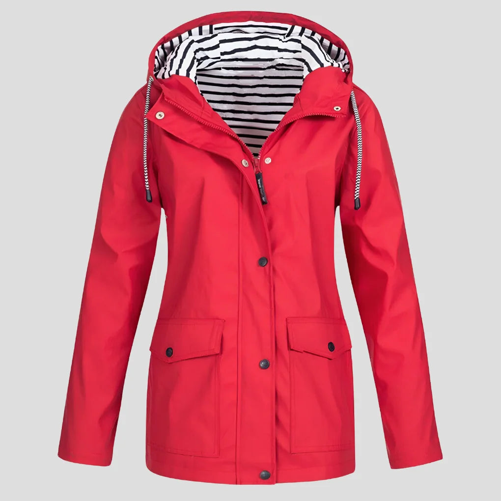 Jacket Waterproof Windproof Adjustable Hood Zippered Pockets