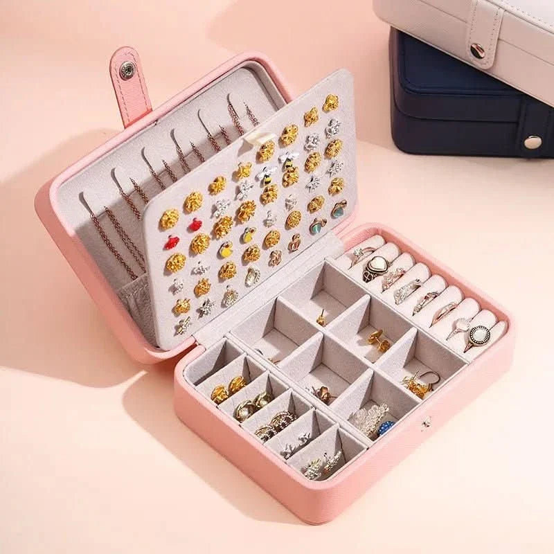 Jewelry Box Leather Magnetic Closure 8 Compartments