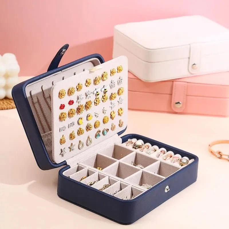 Jewelry Box Leather Magnetic Closure 8 Compartments