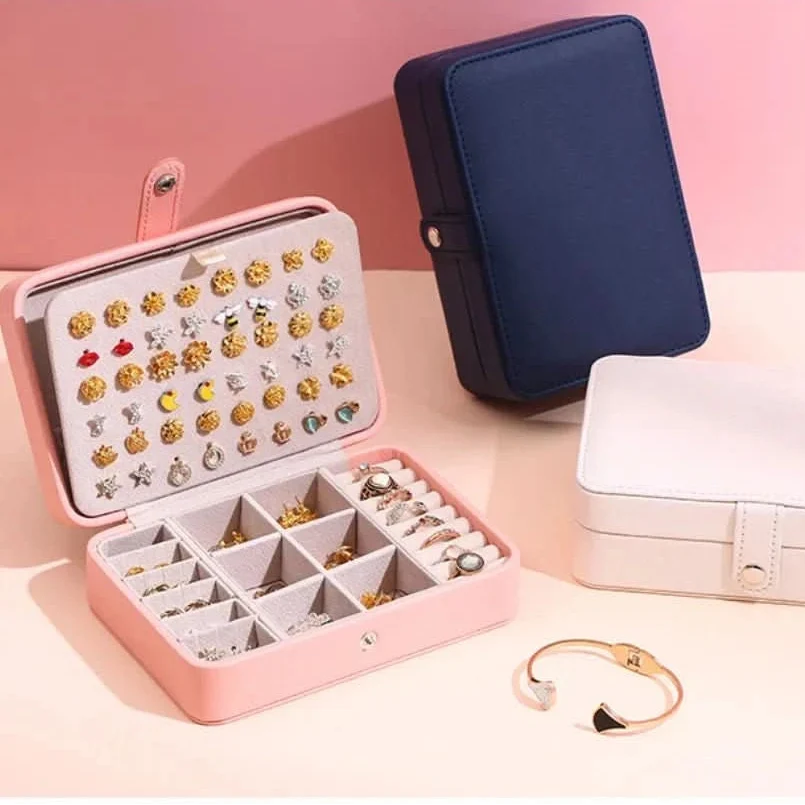 Jewelry Box Leather Magnetic Closure 8 Compartments