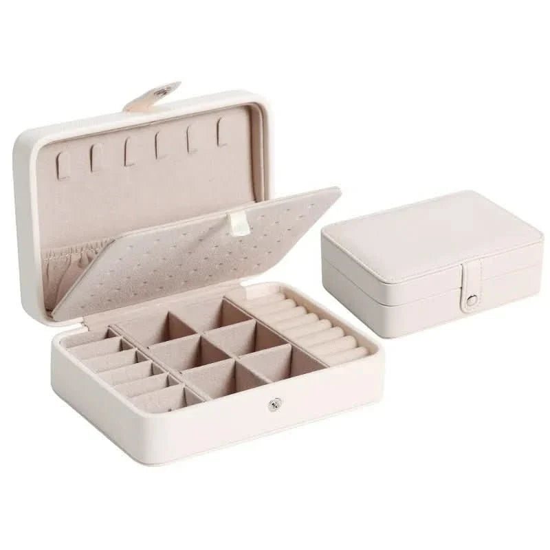 Jewelry Box Leather Magnetic Closure 8 Compartments