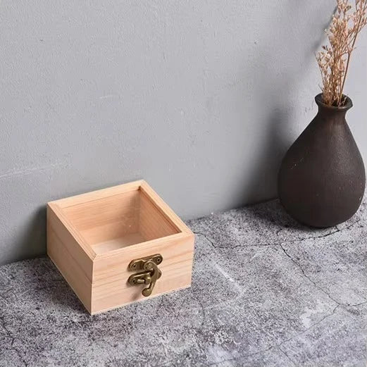 Jewelry Box Natural Wood Hinged Lid