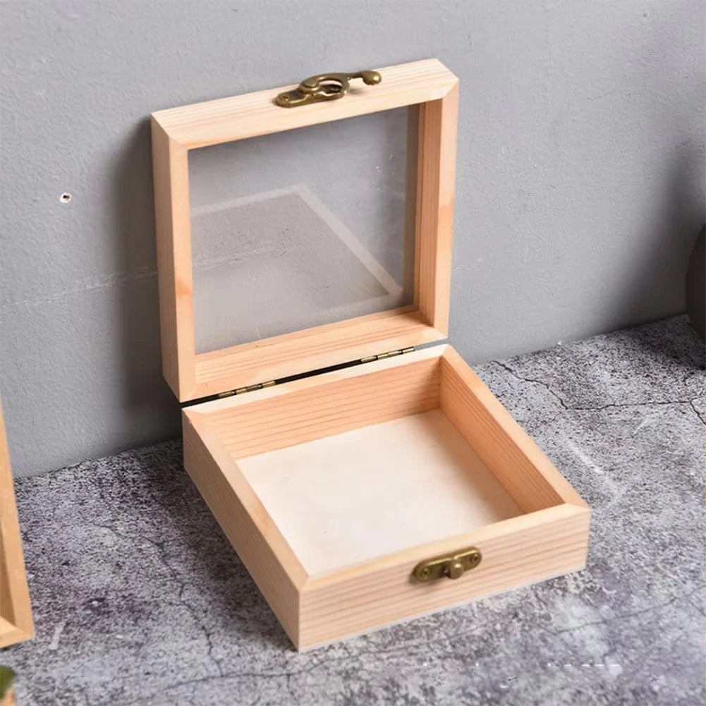 Jewelry Box Natural Wood Hinged Lid