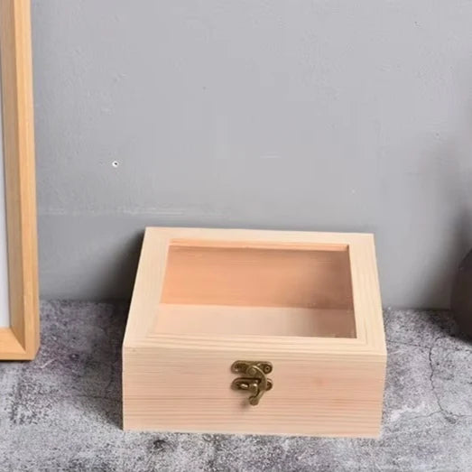 Jewelry Box Natural Wood Hinged Lid