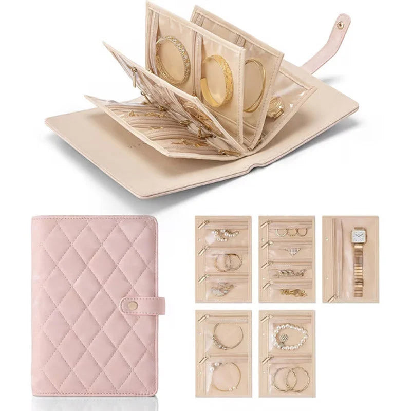 Jewelry Organizer Multi-Compartment & Anti-Tangle PU Leather