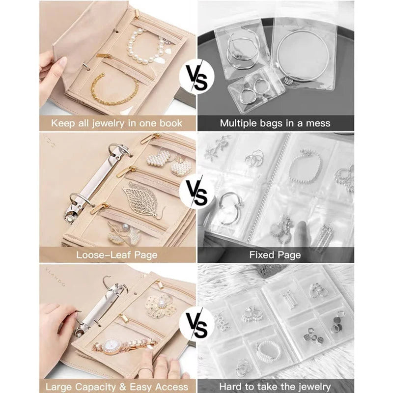 Jewelry Organizer Multi-Compartment & Anti-Tangle PU Leather