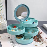 Jewelry Organizer Velvet Multi-Tier Rotating Compact Storage