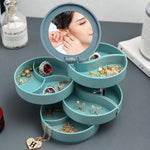 Jewelry Organizer Velvet Multi-Tier Rotating Compact Storage