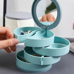 Jewelry Organizer Velvet Multi-Tier Rotating Compact Storage