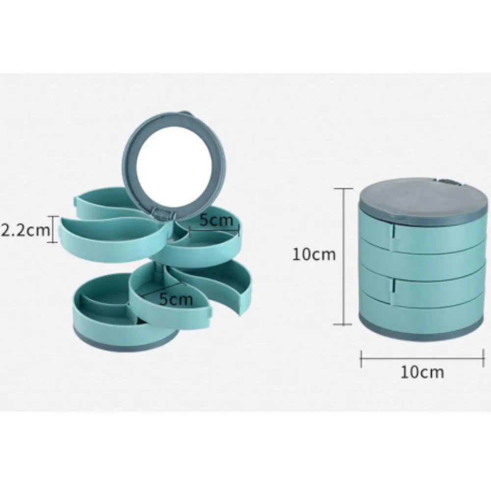 Jewelry Organizer Velvet Multi-Tier Rotating Compact Storage